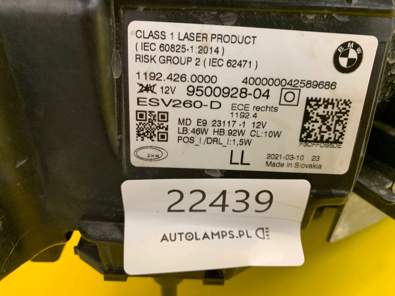 Reflektor Lampa Prawa BMW 4 G22 G23 G26 M3 G80 M4 G82 Laser 9500928-04 Autolamps 2 Reflektor Lampa Prawa BMW 4 G22 G23 G26 M3 G80 M4 G82 Laser 9500928-04