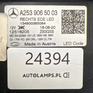 Reflektor Lampa Prawa Mercedes GLC W253 LIFT Full Led A2539065003